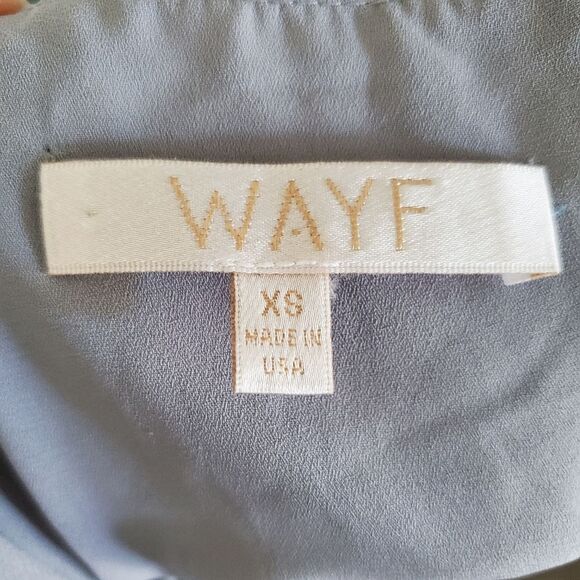 WAYF Women’s Wrap Dress XS Blue Pink Floral Long Sleeve Sheer Romantic - Picture 13 of 13